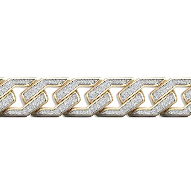 Main Image 2 of Men's Diamond Angled Curb Bracelet 10K Yellow Gold 8.5"