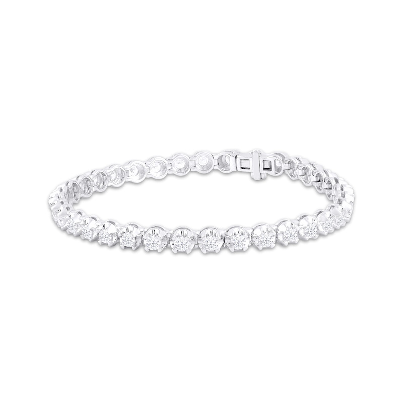 Lab-Created Diamond Bracelet 3 ct tw Round 14K White Gold