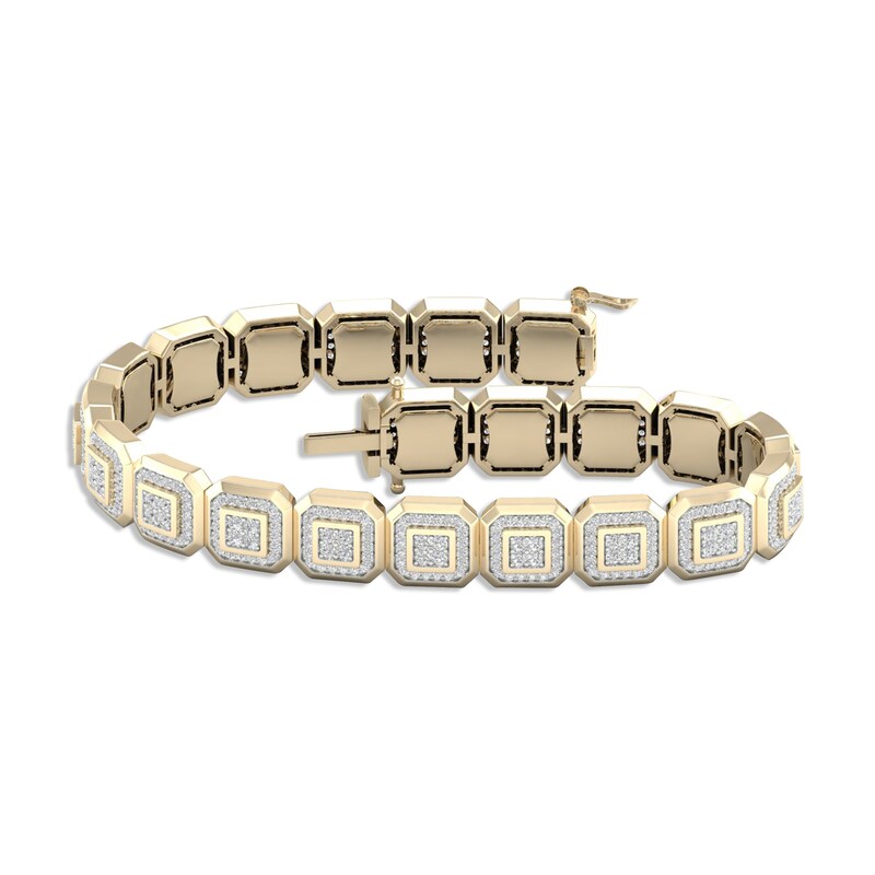 Men's Lab-Created Diamonds by KAY Bracelet 3-1/2 ct tw Round-cut 14K Yellow Gold 8.5"