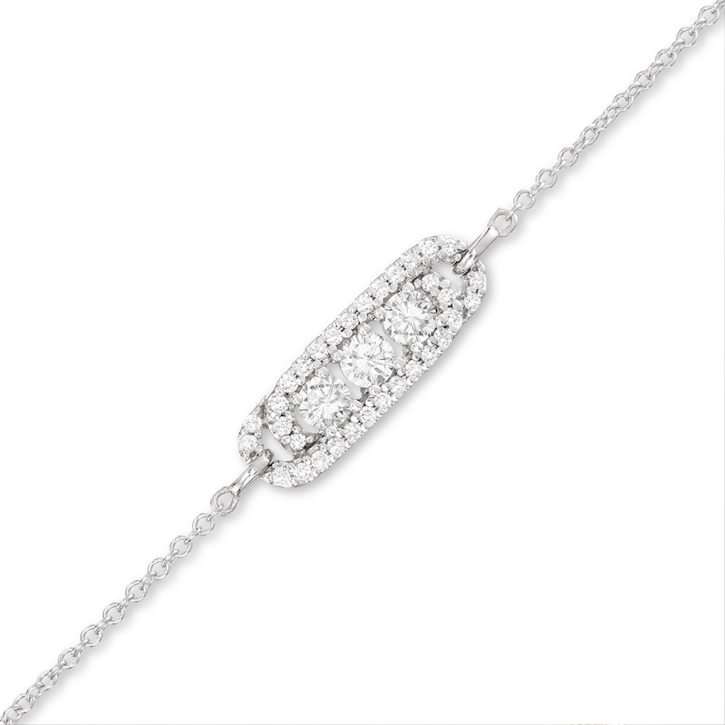 Main Image 1 of Diamond Three-Stone Bracelet 1/2 ct tw Round-cut 10K White Gold 7"