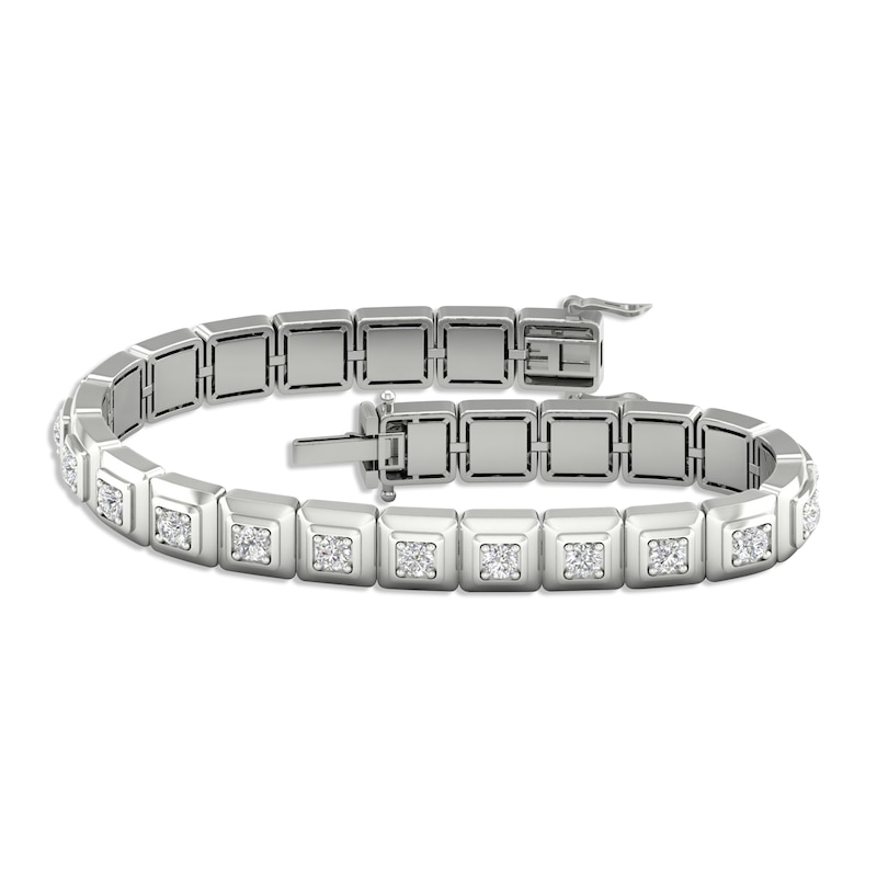 Men's Lab-Created Diamonds by KAY Link Bracelet 5 ct tw Round-cut 14K White Gold 8.5"