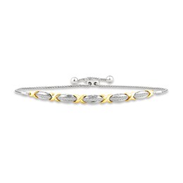 XO, from KAY Diamond Bolo Bracelet 1/4 ct tw Round-cut Sterling Silver & 10K Yellow Gold 9.5