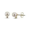 Thumbnail Image 0 of Cultured Pearl & Diamond Stud Earrings 1/20 ct tw Round-cut 14K Yellow Gold