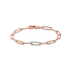 Thumbnail Image 0 of Diamond Paperclip Bracelet 1/6 ct tw Round-cut 14K Rose Gold-Plated Sterling Silver 7.25"
