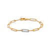 Thumbnail Image 1 of Diamond Paperclip Bracelet 1/6 ct tw Round-cut 14K Yellow Gold-Plated Sterling Silver 7.25"