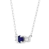Thumbnail Image 2 of Blue Sapphire & Diamond Three-Stone Necklace 1/8 ct tw 10K White Gold 18
