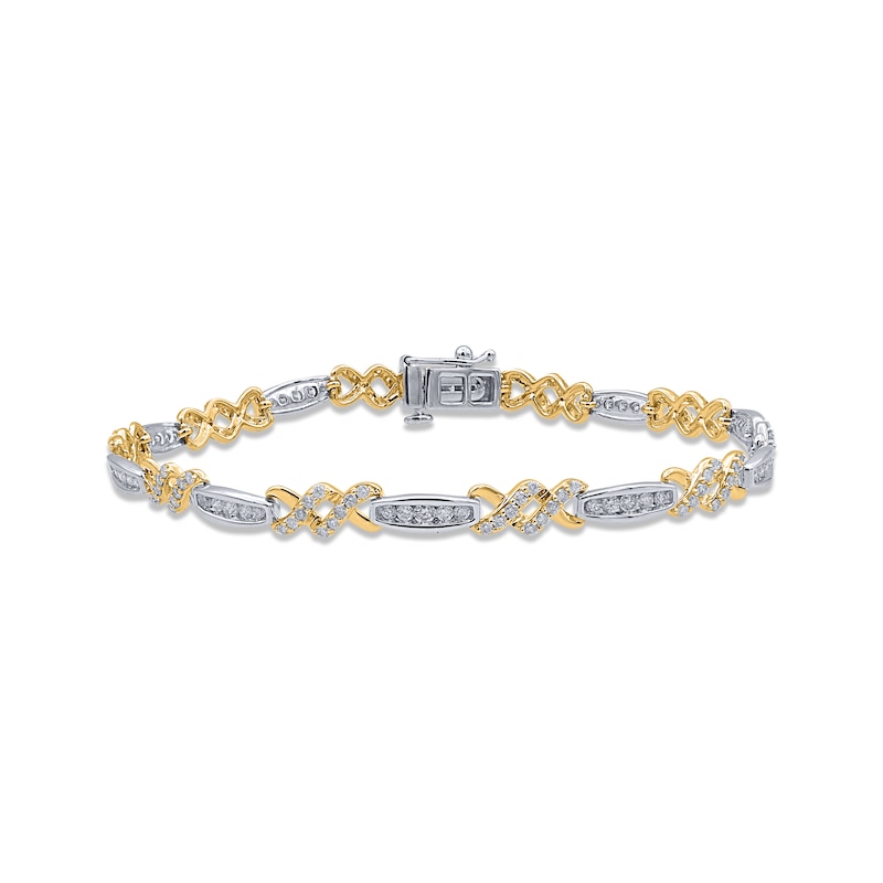 Main Image 1 of Diamond Link Bracelet 1-1/2 ct tw 14K Two-Tone Gold 7"