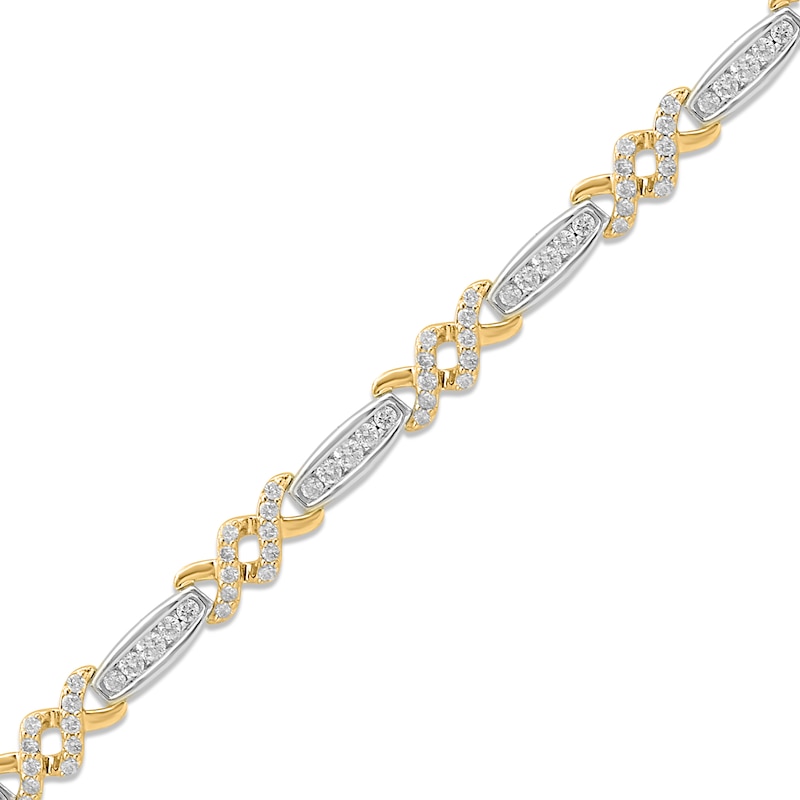 Main Image 2 of Diamond Link Bracelet 1-1/2 ct tw 14K Two-Tone Gold 7"
