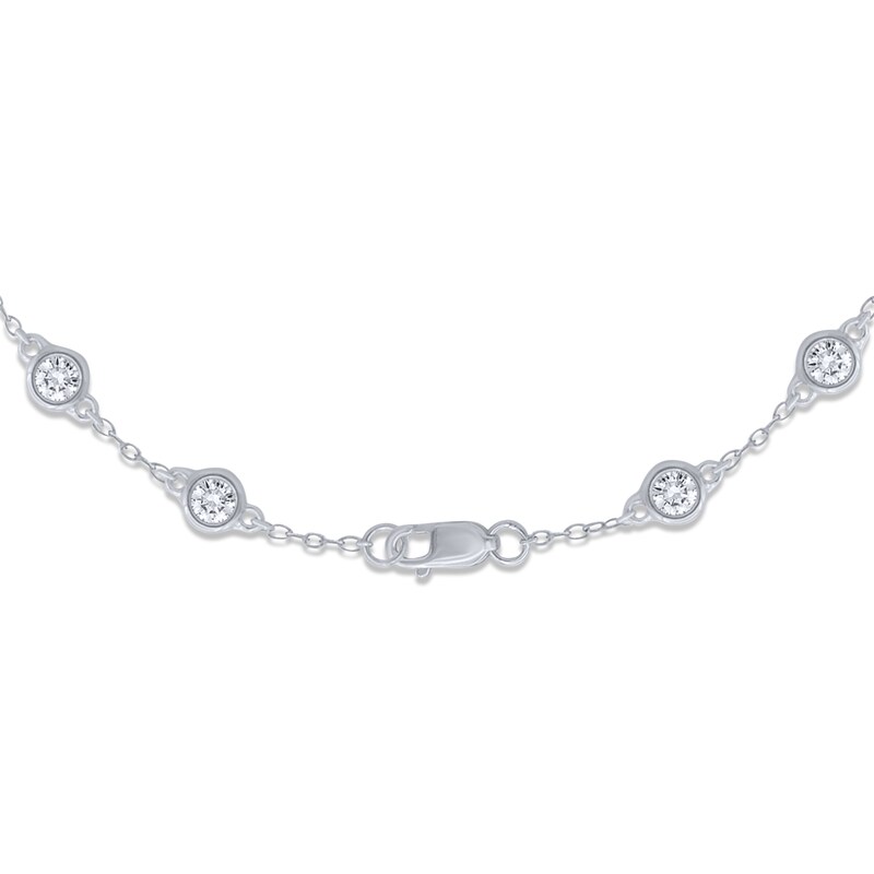 Diamond Bezel Station Bracelet 1 ct tw 14K White Gold 7"