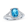 Thumbnail Image 0 of Cushion-Cut Sky Blue Topaz & Round White Lab-Created Sapphire Ring Sterling Silver