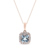 Thumbnail Image 0 of Cushion-Cut Aquamarine & Diamond Necklace 1/6 ct tw 10K Rose Gold 18”