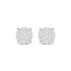 Men's Multi-Diamond Circle Stud Greek Key Earrings 1/2 ct tw 10K White Gold
