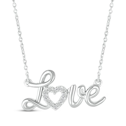 Diamond "Love" Necklace 1/20 ct tw Sterling Silver 18”