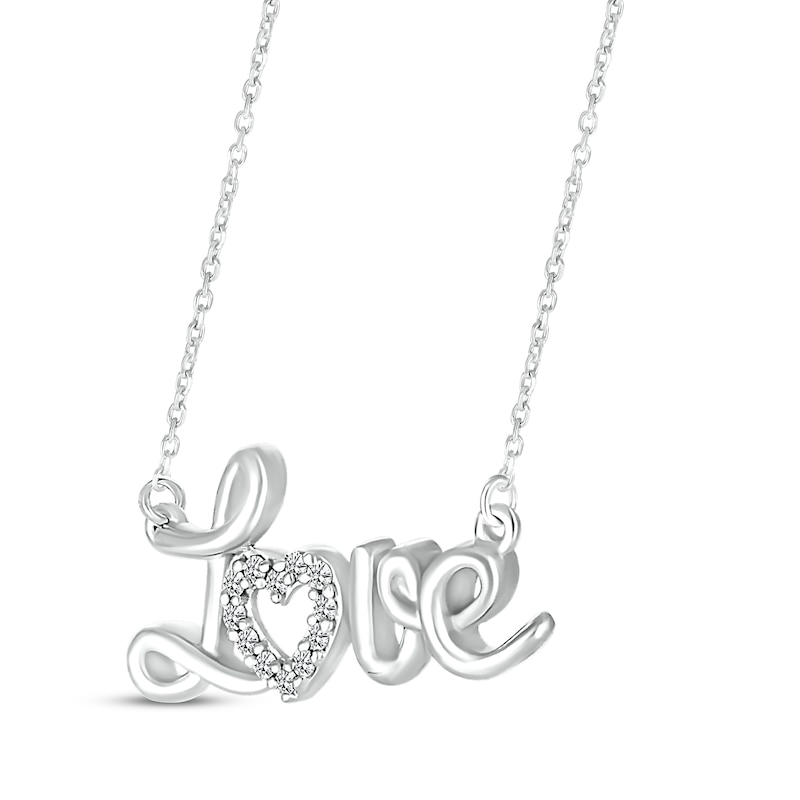 Main Image 2 of Diamond "Love" Necklace 1/20 ct tw Sterling Silver 18”