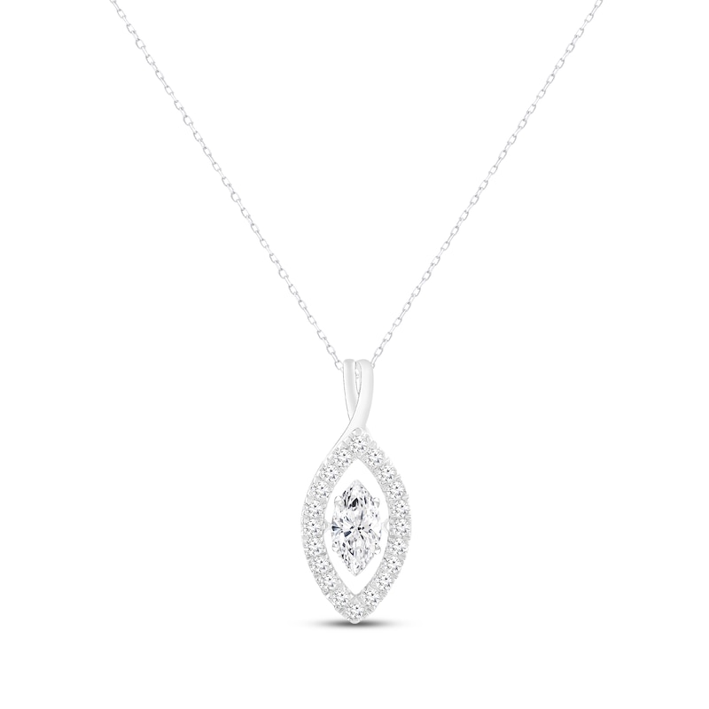 Main Image 1 of Unstoppable Love Marquise-Cut Lab-Grown diamond Necklace 1-1/2 ct tw 14K White Gold 18”