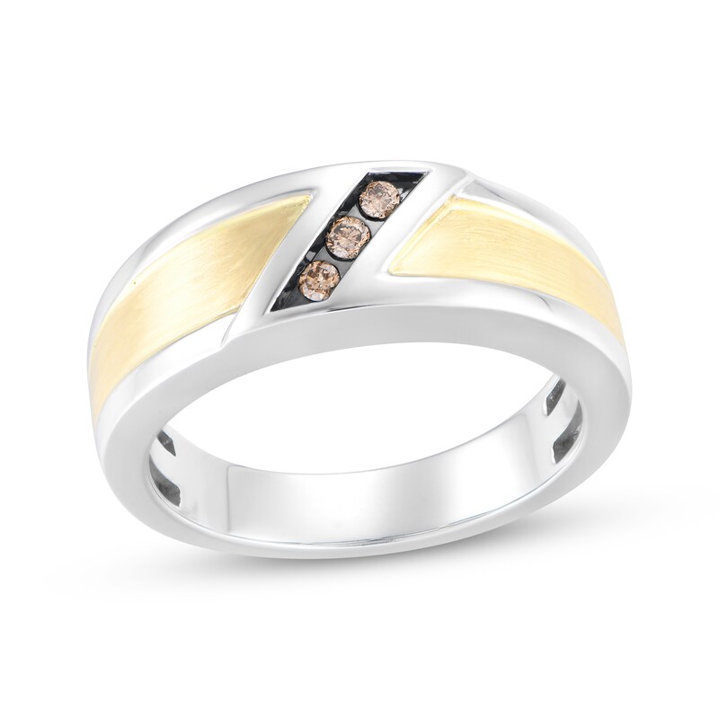 Main Image 1 of Adore Men's Brown Diamond Wedding Band 1/10 ct tw 10K Two-Tone Gold