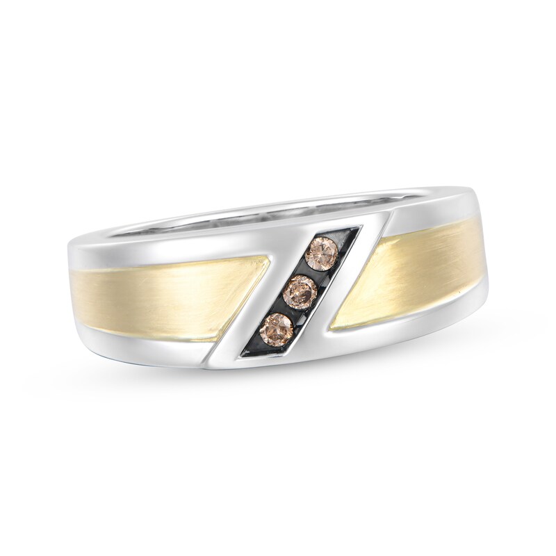 Main Image 4 of Adore Men's Brown Diamond Wedding Band 1/10 ct tw 10K Two-Tone Gold
