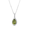 Thumbnail Image 1 of Pear-Shaped Peridot & Round-Cut White Lab-Created Sapphire Stud Earrings, Necklace & Ring Gift Set Sterling Silver 18" - Size 7