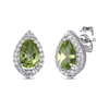 Thumbnail Image 3 of Pear-Shaped Peridot & Round-Cut White Lab-Created Sapphire Stud Earrings, Necklace & Ring Gift Set Sterling Silver 18" - Size 7