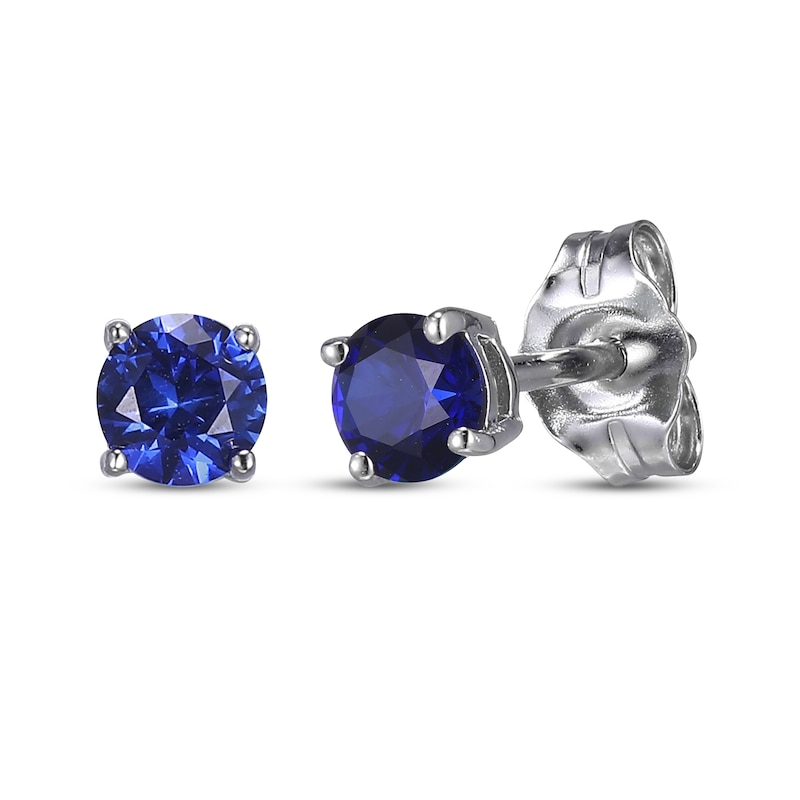 Round-Cut Blue & White Lab-Created Sapphire Stud & Hoop Earrings Gift Set Sterling Silver