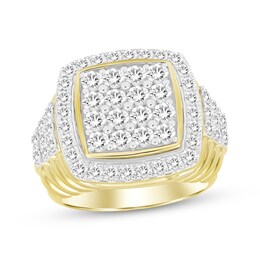 Men’s Round-Cut Diamond Cushion-Shaped Ring 3 ct tw 10K Yellow Gold