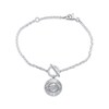 Thumbnail Image 1 of Round-Cut Evil Eye Charm Toggle Bracelet 1/10 ct tw Sterling Silver 7.25"