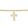 Thumbnail Image 1 of Round-Cut Diamond Cross Drop Anklet 1/10 ct tw 10K Yellow Gold 10"