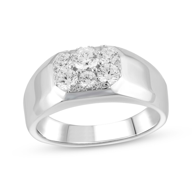 Men’s Round-Cut Diamond Sculpted Ring 1 ct tw 14K White Gold