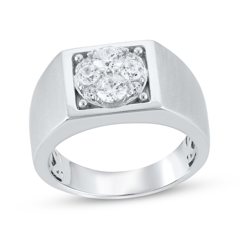 Men’s Round-Cut Diamond Signet-Style Ring 1 ct tw 14K White Gold