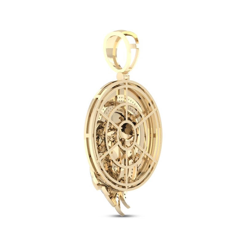 Main Image 3 of Men's Diamond & Lab-Created Ruby Eagle Head Medallion Charm 1/2 ct tw 10K Yellow Gold