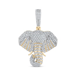 Men's Diamond Elephant Charm 1-1/2 ct tw 10K Yellow Gold