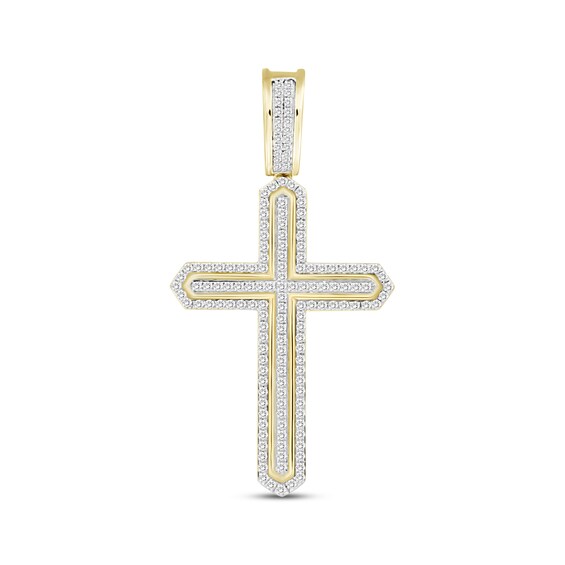Kay Outlet Men's Diamond Angled Cross Charm 1/2 ct tw 10K Yellow Gold ...