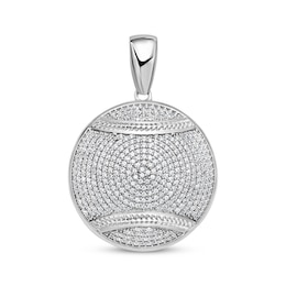 Men's Diamond Baseball Charm 2 ct tw Sterling Silver