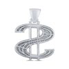 Thumbnail Image 3 of Men's Black & White Diamond Dollar Sign Charm 1-1/2 ct tw Sterling Silver