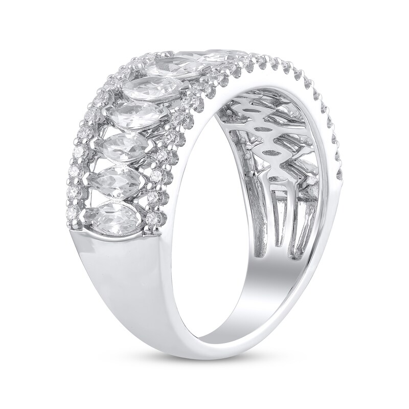 Main Image 2 of Lab-Grown Diamonds Marquise & Round-Cut Anniversary Band 2 ct tw 14K White Gold