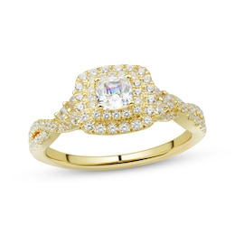 Cushion-Cut Diamond Double Frame Engagement Ring 1 ct tw 14K Yellow Gold