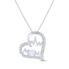 Thumbnail Image 0 of Lab-Created Opal & White Lab-Created Sapphire Heartbeat "Mom" Heart Necklace Sterling Silver 18"