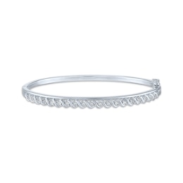 Diamond S-Link Hinged Bangle Bracelet 1/20 ct tw Sterling Silver