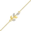 Thumbnail Image 2 of Diamond Leaf & Vine Bracelet 1/15 ct tw 10K Yellow Gold 7.5"