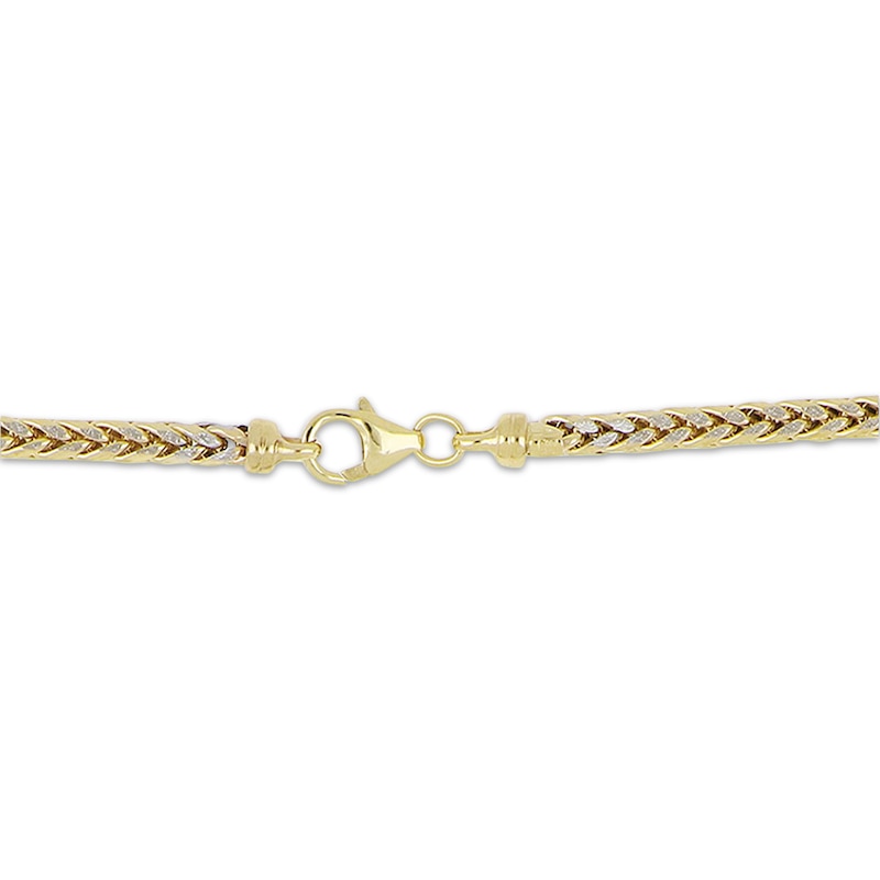 Main Image 3 of Diamond-Cut Wheat Chain Necklace 3.5mm Hollow 10K Yellow Gold 20"