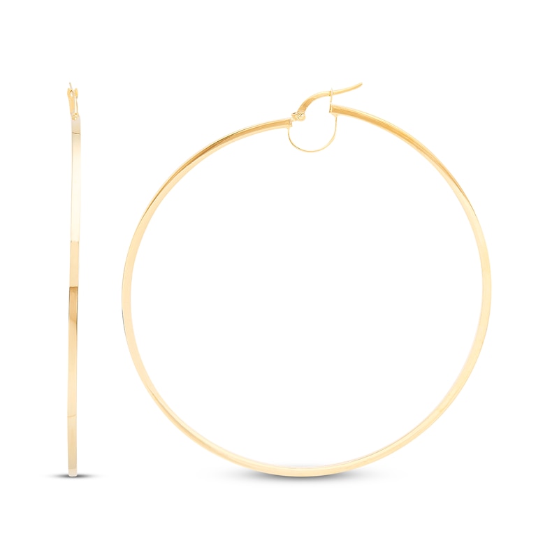 Main Image 3 of Squared Tube Hoop Earrings 10K Yellow Gold 73mm