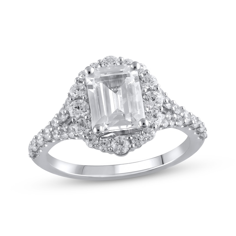 Main Image 1 of Lab-Grown Diamonds Emerald-Cut Engagement Ring 2-3/4 ct tw 14K White Gold