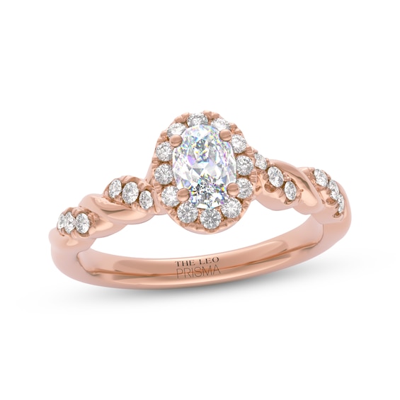 THE LEO Prisma Diamond Oval-Cut Halo Engagement Ring 5/8 ct tw 14K Rose Gold