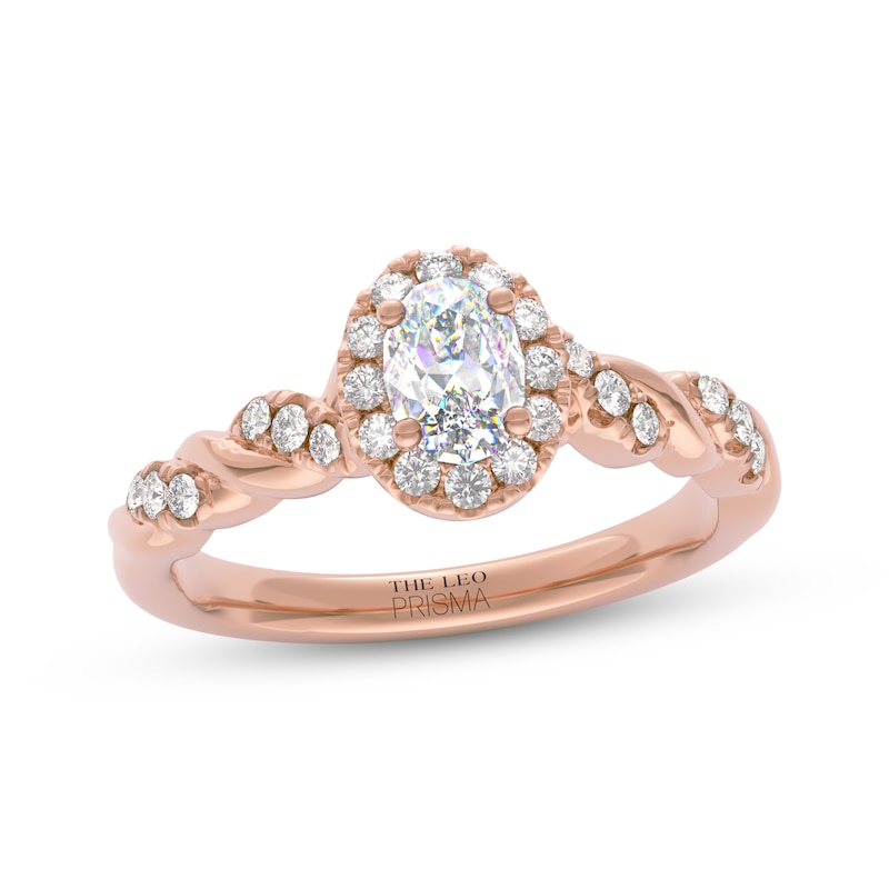 Main Image 1 of THE LEO Prisma Diamond Oval-Cut Halo Engagement Ring 5/8 ct tw 14K Rose Gold