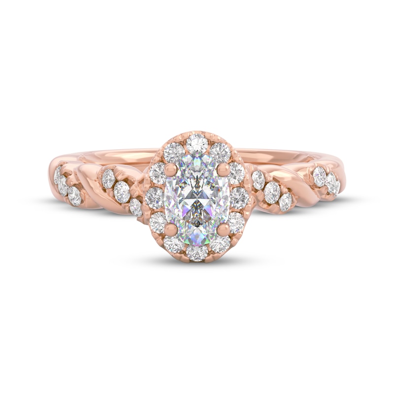 Main Image 3 of THE LEO Prisma Diamond Oval-Cut Halo Engagement Ring 5/8 ct tw 14K Rose Gold