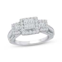 Adore Princess & Baguette-Cut Diamond Engagement Ring 1 ct tw 10K White Gold