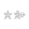 Thumbnail Image 1 of Baguette & Round-Cut Diamond Flower Stud Earrings 1/4 ct tw 10K White Gold