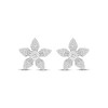 Thumbnail Image 2 of Baguette & Round-Cut Diamond Flower Stud Earrings 1/4 ct tw 10K White Gold