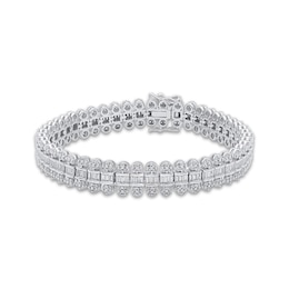 Baguette & Round-Cut Diamond Fashion Bracelet 5 ct tw 10K White Gold 7.5&quot;