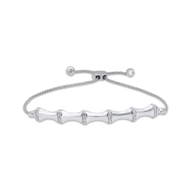 Main Image 1 of Diamond Bamboo Bolo Bracelet 1/5 ct tw Sterling Silver
